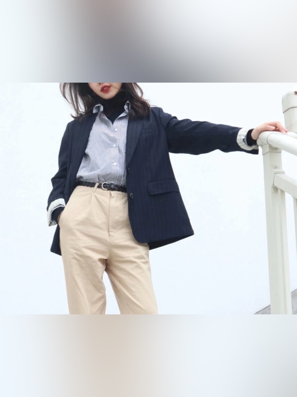 Ines De La Fressange Paris x Uniqlo Navy WOOL BLEND Blazer Size S Parisian Chic
